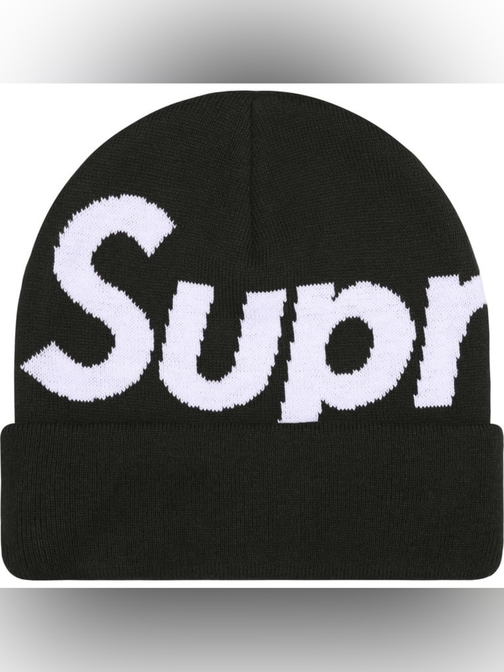 Supreme Big Logo Beanie Black Graphic Logo FW25 Winter Hat Knit Cap Acrylic
